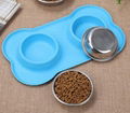 Silicone-Stainless Steel Double Dog Bowl