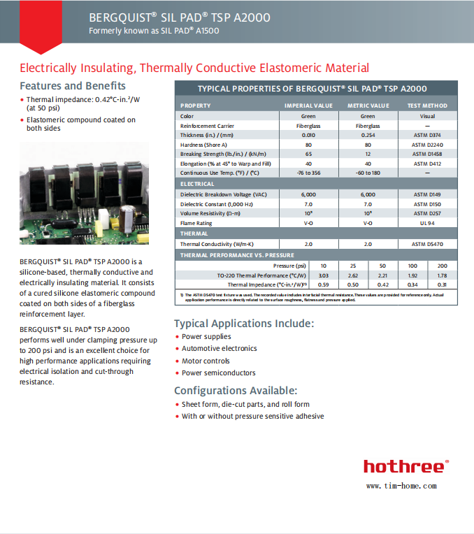 BERGQUIST SPA1500 SIL PAD A1500 (China Manufacturer) Insulation