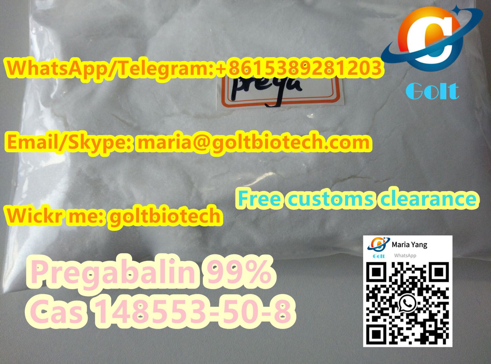 Free customs clearance Anti-Epileptic Prega balin Cas 148553-50-8 Lyrica