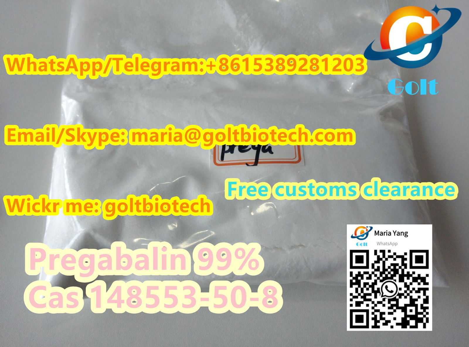 Free customs clearance Anti-Epileptic Prega balin Cas 148553-50-8 Lyrica 3