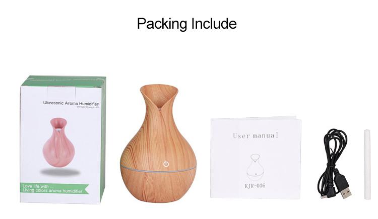 130ml mist spray Vase woodgrain electric aroma diffuser Air Humidifier 5