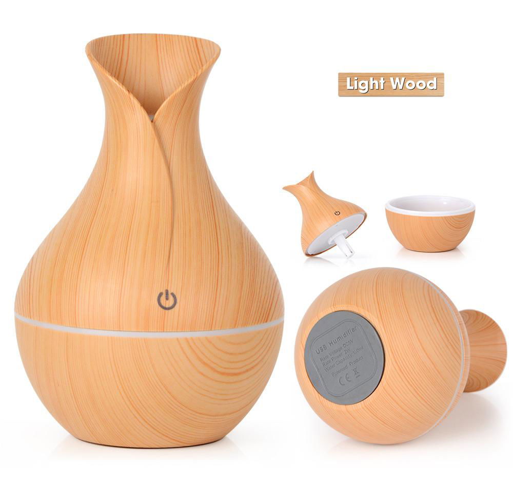 130ml mist spray Vase woodgrain electric aroma diffuser Air Humidifier 2