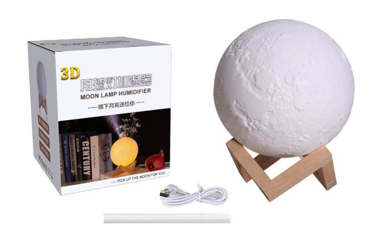 Ultrasonic mist Round 3D Moon Lamp Night light electric diffuser Air Humidifier 5