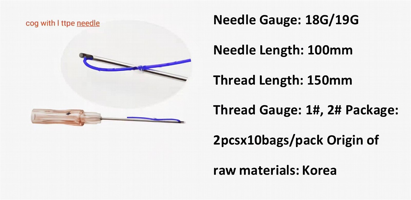 PDO Thread COG 3D W-type 18G-100mm/ 19G-100mm pdo thread face lift