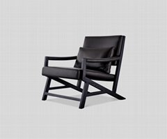 Modern solid wood frame upholstered leisure chair