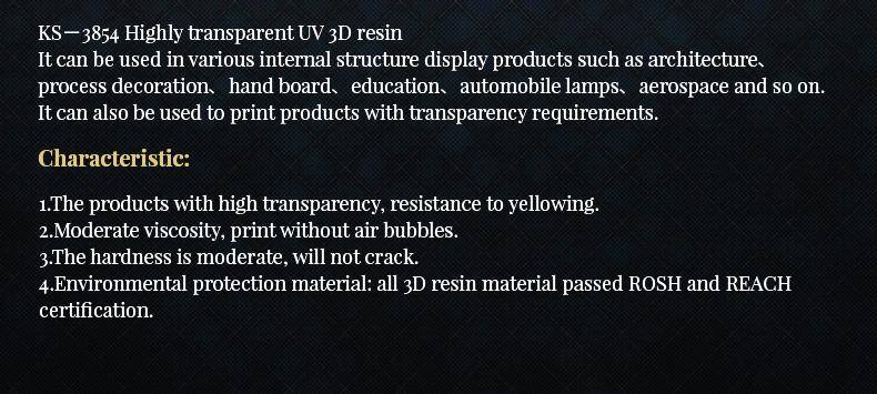 Photopolymer Resin For 3D Printer Transparent Resin 5