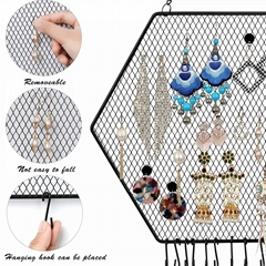 Hanging Earring Holder Wall Mounted, 2 Packs Earring Organizer Decorative Hexago