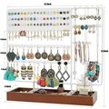 EARRING HOLDER, JEWELRY ORGANIZER EARRING ORGANIZER STAND WITH WOODEN STORAGE TR 2