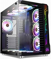 Gaming PC Case ATX Computer Game Case Mid Tower 3.0 USB Tempered Glass Panel
