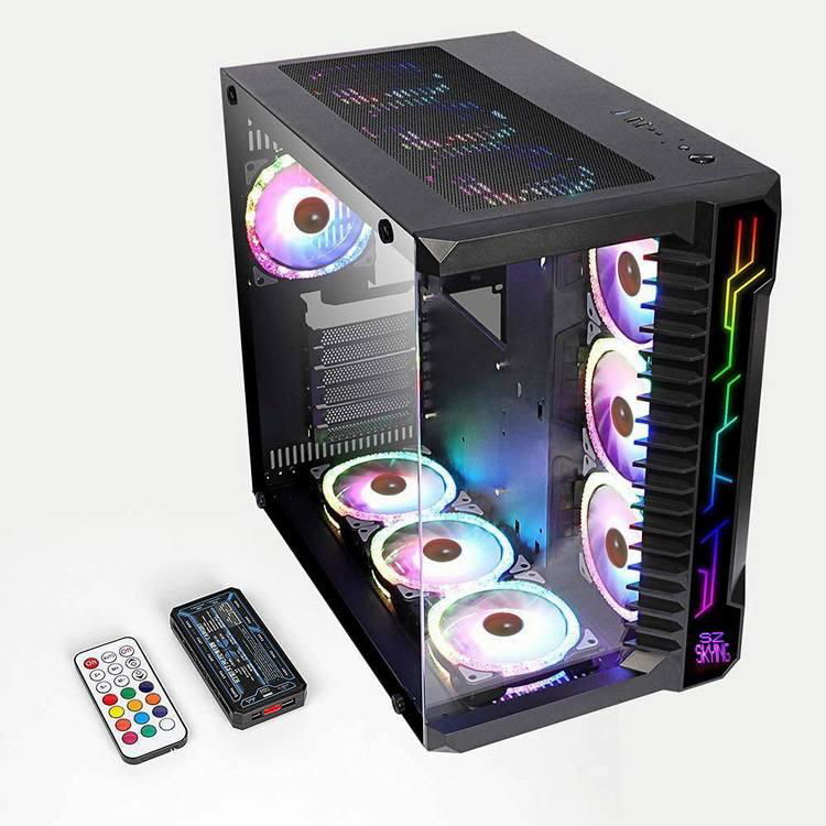 Gaming PC Case ATX Computer Game Case Mid Tower 3.0 USB Tempered Glass Panel 2