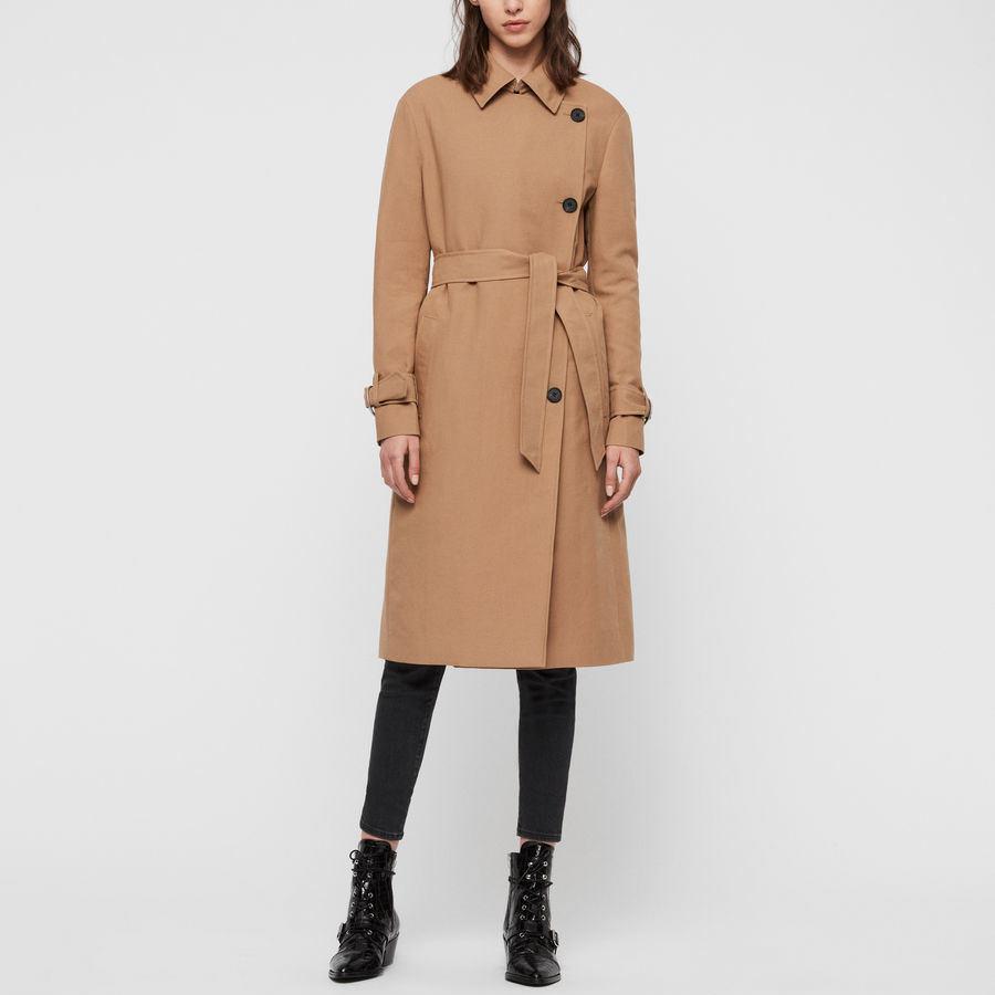 Turn Down Collar Single-breasted Women Trench Coat Long Jacket 2