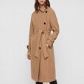 Turn Down Collar Single-breasted Women Trench Coat Long Jacket 1