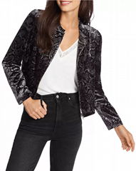 Cool Style Crew Neck Snakeskin Print Velvet Zip Women Short Jacket OEM