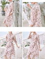 Floral print button up shirt dress with belt 2