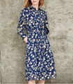 Floral print button up shirt dress with belt 4