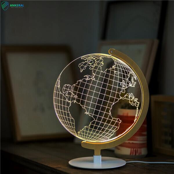 Earth Design 3D Illusion Wood Lamp China Factory Best Quality Hot Selling Lamp 2