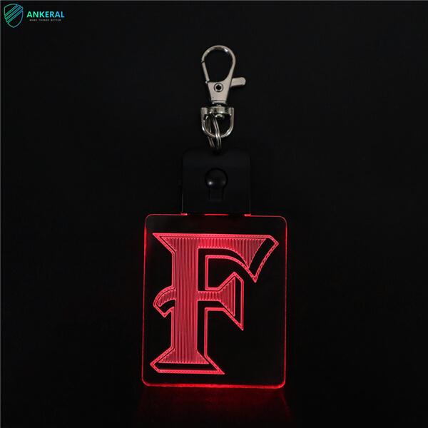 7 Colors Changing LED Acrylic Keyring Popular Personalized Blank Acrylic Key rin