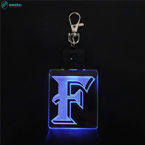 7 Colors Changing LED Acrylic Keyring Popular Personalized Blank Acrylic Key rin 2