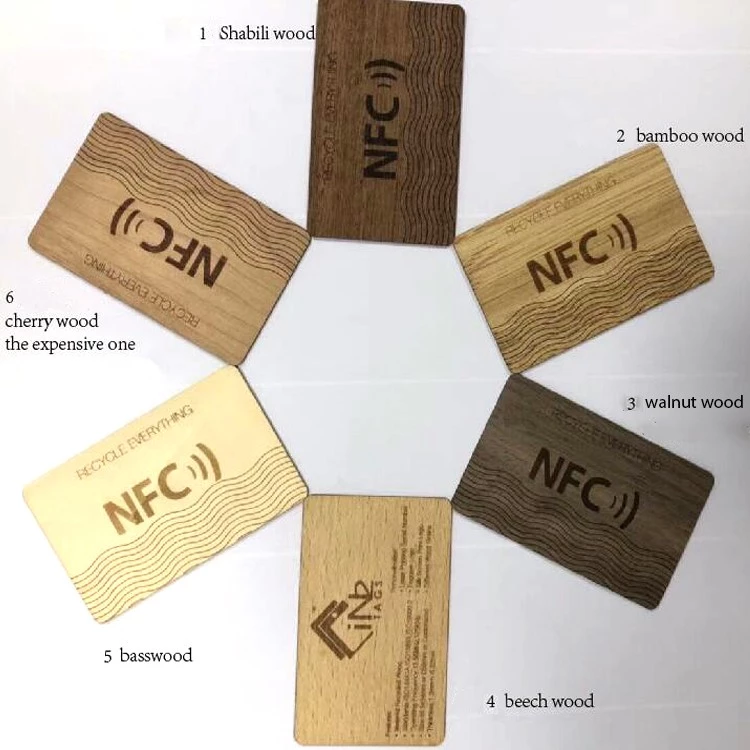可編程竹木名片 RFID ISO14443A 智能 NTAG213/216 NFC 木製酒店鑰匙卡 3