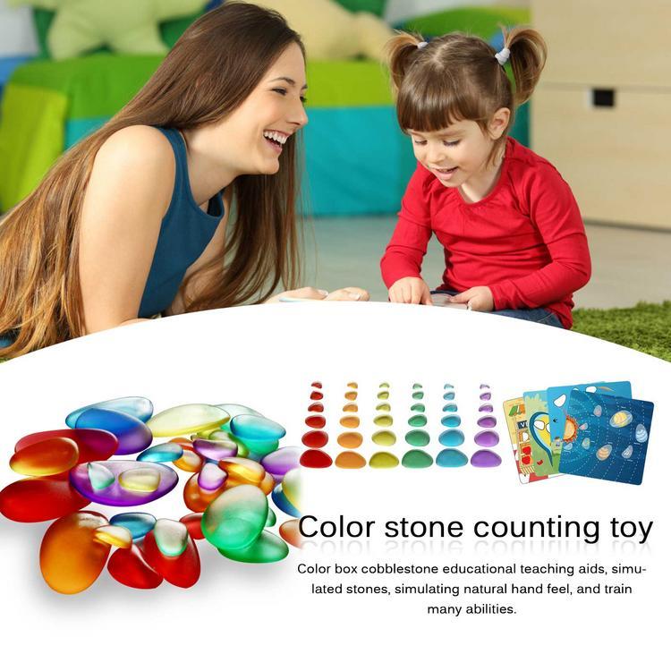 Transparent Rainbow Color Plastic Stacking Toy Pebbles Counting Bear 3