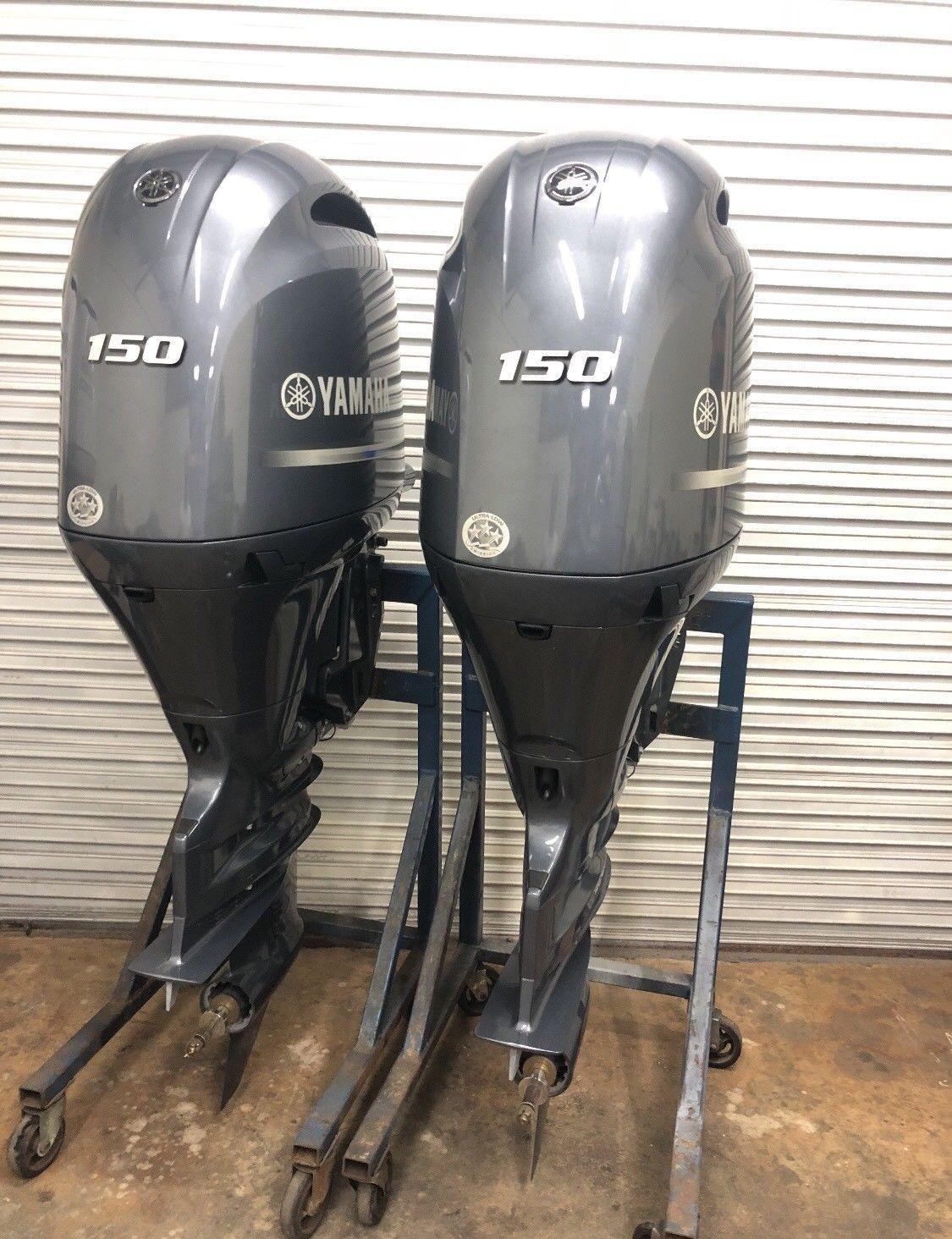 Used Pair 2017 Yamaha 150 HP 4-Stroke Outboard Motor 25" (X)