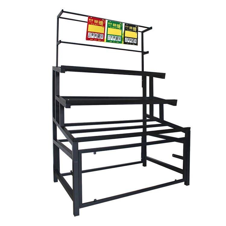 Steel Supermarket Fruit and Vegetable Display Stand for Sale 3 Tire with Basket  4