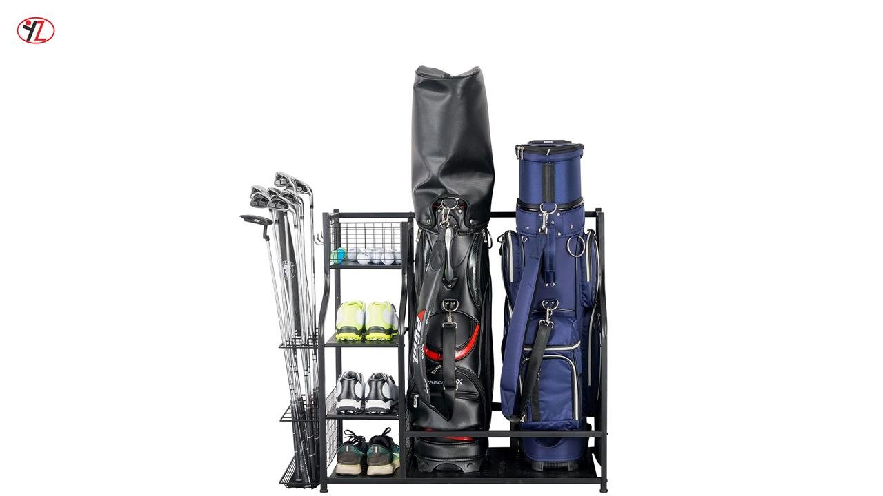 Best Metal Two Golf Bag Organizer Stand Storage Rack For Garage Manufacturer 2