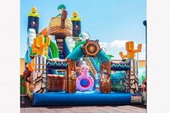 Lilytoys hot selling Customized pirate theme inflatable dry slide party slide fo