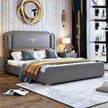 Umikk Leather Wooden Bed Full Size Easy
