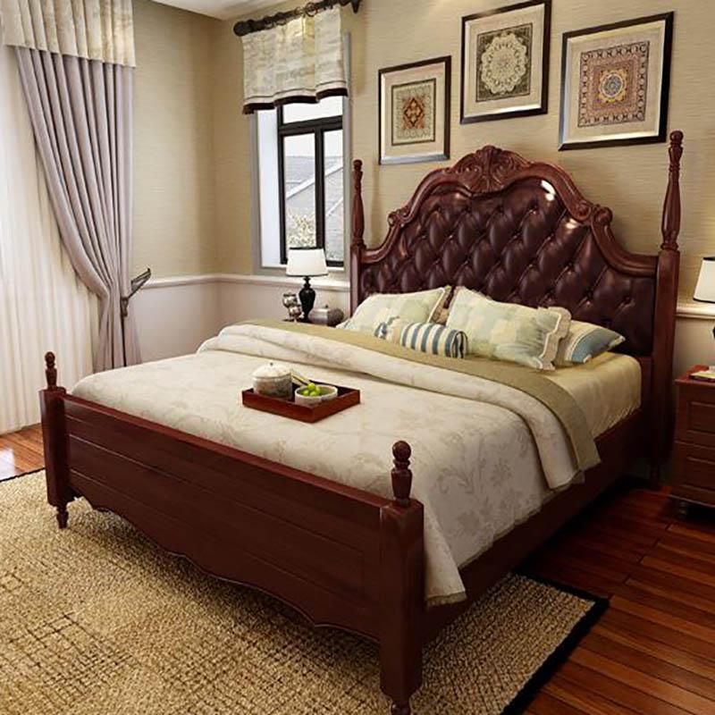 Umikk Solid Wood Bed Frame Easy Assembly with Vintage Headboard