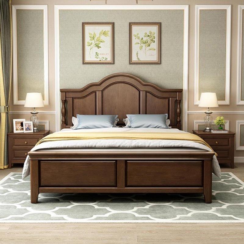 Umikk Solid Wood Bed Frame Easy Assembly with Vintage Headboard Customized Woode