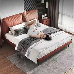 Umikk Leather Wooden Bed Queen Size Bedroom Bed Customized Furnitur Bed