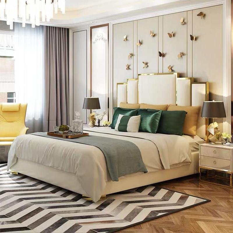 European Design Furniture Microfiber Leather Luxury Bedroom King Size Bed