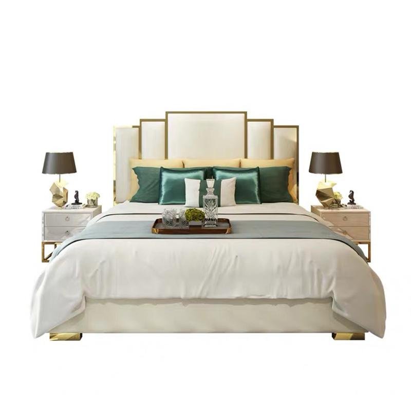 European Design Furniture Microfiber Leather Luxury Bedroom King Size Bed 3