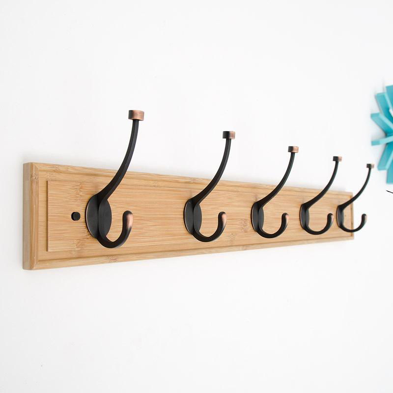 Oil Rubbed Bronze double robe white wood wall coat hat hooks wire rack Wall Moun 5