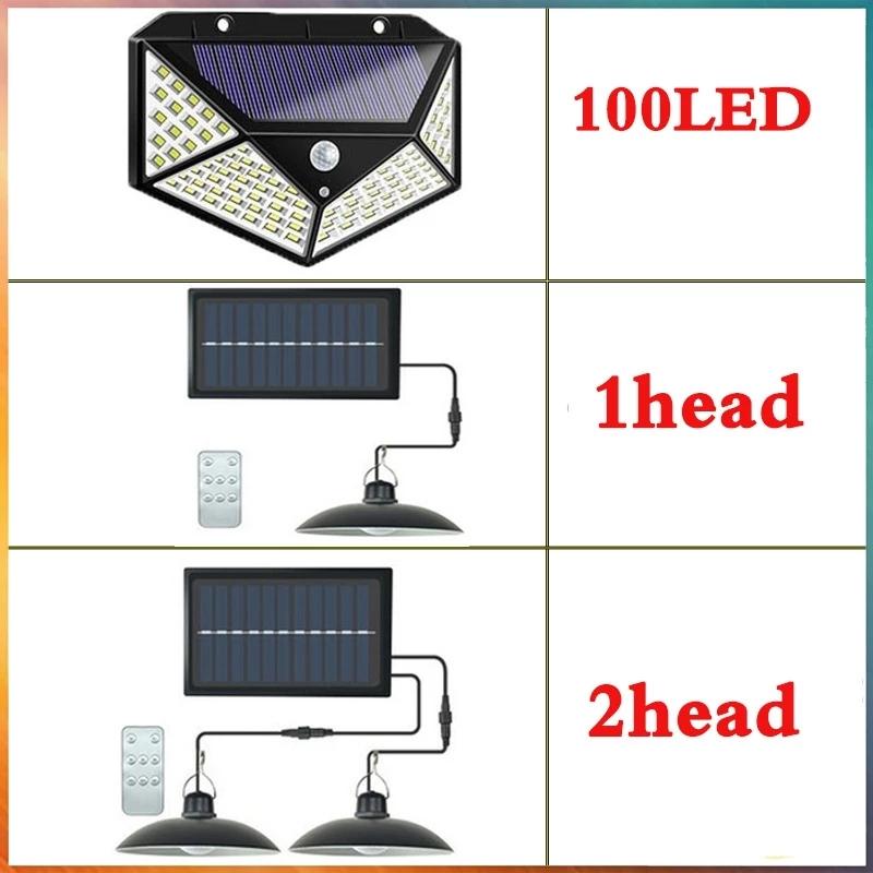 Solar Pendant Light Outdoor Waterproof LED Lamp Double-head Chandelier Decoratio 3