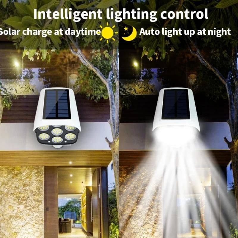 LED Solar Wall Light Outdoor Simulation Monitor Lamp 3 Modes Motion Sensor Water 5
