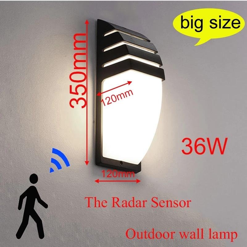 Outdoor Led Waterproof Wall Lamp Radar Motion Sensor Courty Garden Porch Light