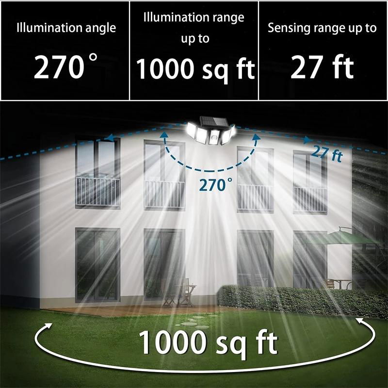 Solar Motion Sensor Lights Outdoor 5 Heads 300 LED Solar Street Lamp Waterproof  4