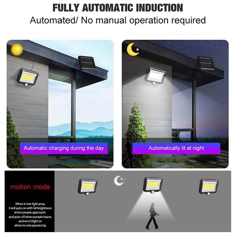 COB LED Solar Wall Light PIR Motion Sensor Floodlight Waterproof Outdoor Garden 4