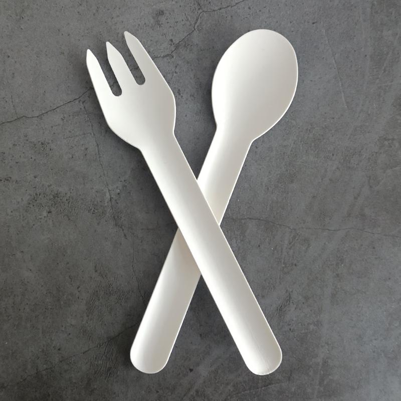 Biodegradable Paper Pulp Bamboo Cutlery Disposable Spoon 3