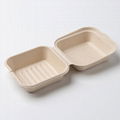 一次性使用环保餐具6寸汉堡盒外带连盖餐盒竹浆纸浆模塑可降解 4