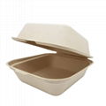 6 Inch Paper Pulp Biodegradable Bagasse Sugarcane Burger Box