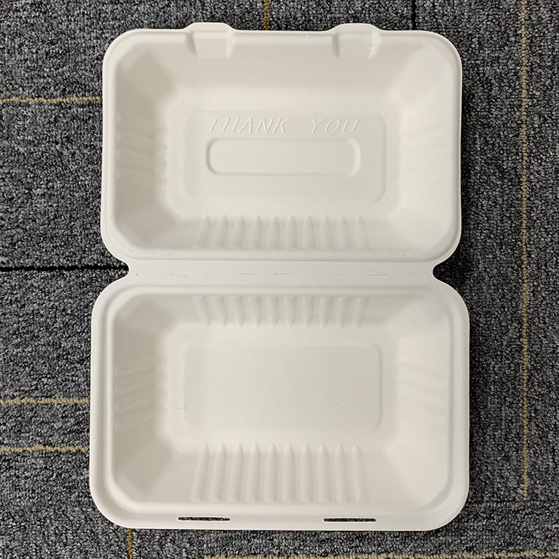 9*6 Inches Bagasse Sugarcane Eco-Friendly Packaging Disposable Lunch Box 2