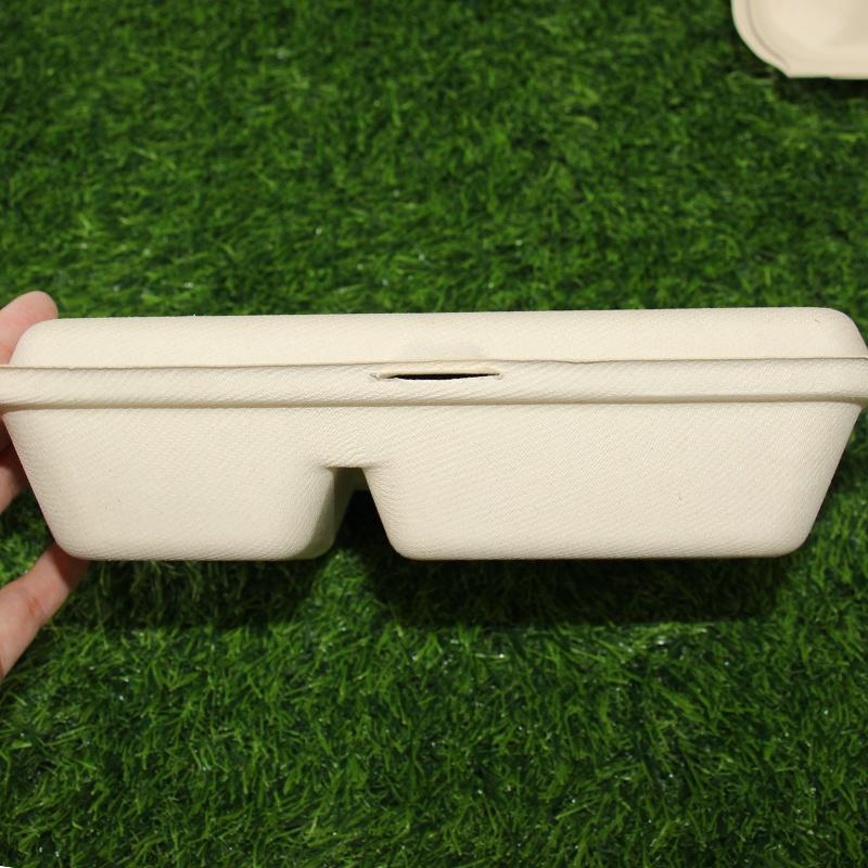 2 Compartments Biodegradable Packaging Sugarcane Bagasse 9x6 Inch Lunch Box 2