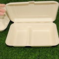 一次性使用环保餐具9x6寸2格双格外带连盖餐盒竹浆纸浆模塑可降解 3