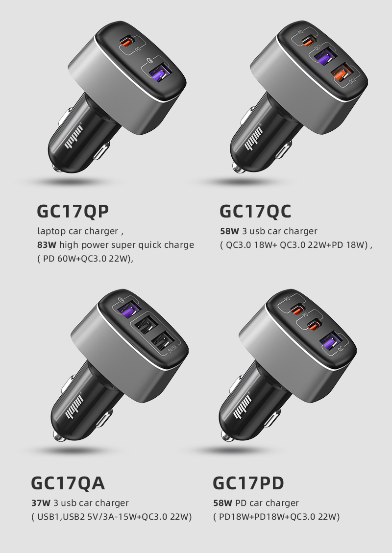 100W 83W Car Charger for Laptop High Power Dual USB Type C Mobile Car Charger 5