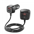 60W 4 USB Car Charger Extension Front