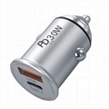 30W Super Mini Car Charger USB PD Car Charger with Zinc Alloy All Metal Body