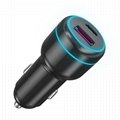 ABS USB Car Charger QC 3.0 PD Fast Car Charger Adapter for Mobile Phone Device